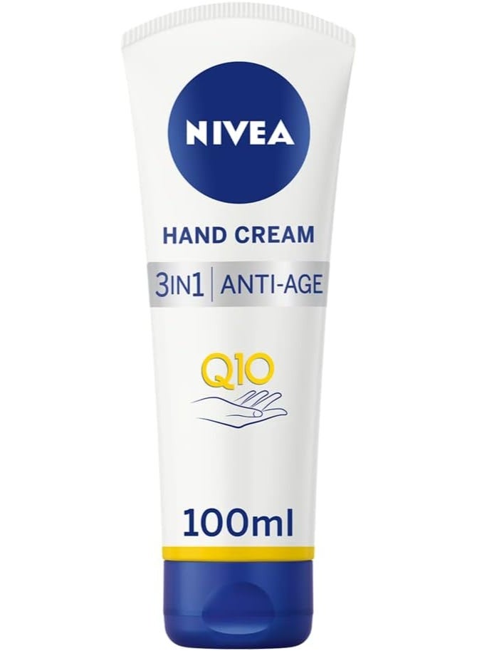 نيفيا كريم اليدين المضاد للشيخوخة NIVEA 3in1 Q10 (100 مل)، كريم مرطب لليدين يقلل من ظهور التجاعيد بفضل مادة Q10 وفلاتر الأشعة فوق البنفسجية، كريم اليدين NIVEA لترطيب يدوم 24 ساعة - Image 1